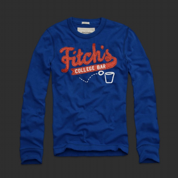 Abercrombie Fitch Hombres De Cuello Redondo Largo Remera AF5856